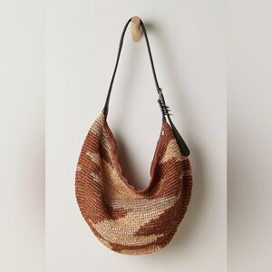 NWT Free People Santorini Straw Tote Woven Shoulder Bag